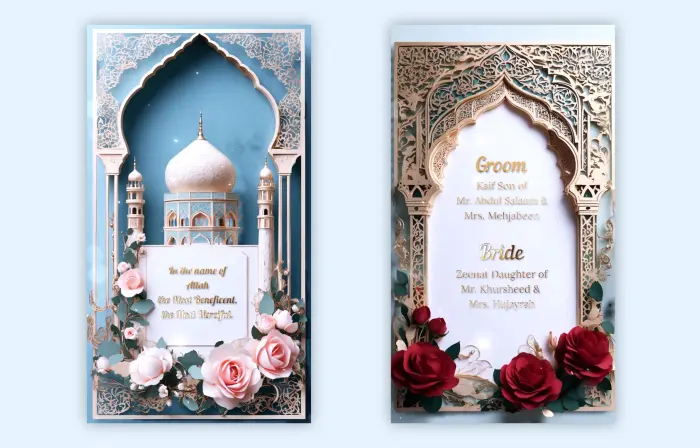 Muslim Wedding Elegant 3D Invitation Story
